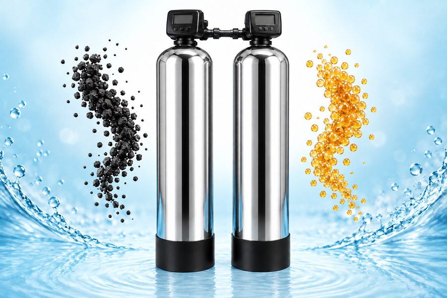 Carbon and resin filtration system for municipal city water